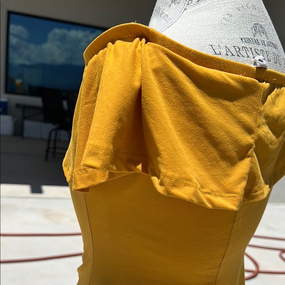 Yellow Ruched Off-Shoulder Mini Dress - Picture 10 of 17